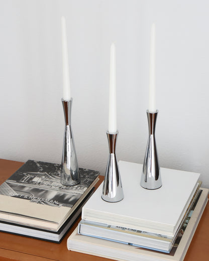 Silver Hourglass Candle Holder Set